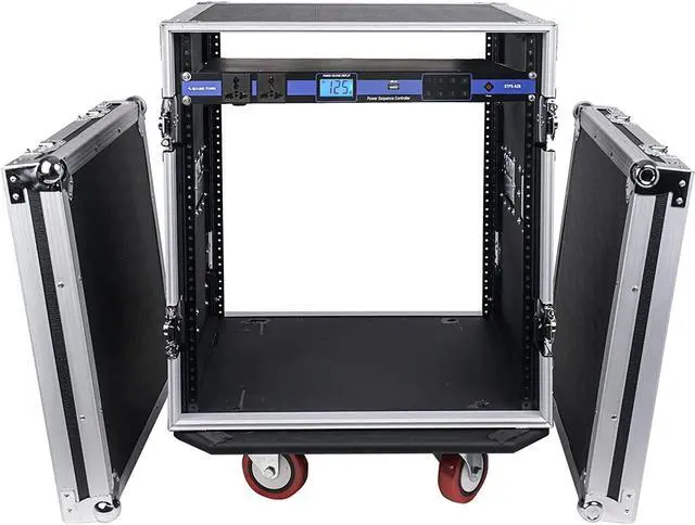 Main image of Sound Town PA DJ Combo with 12U Rack/Road ATA Case w/Casters, One 10 Outlet AC Power Conditioner/Sequencer (STRC-12PSA28)