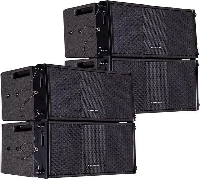 Main image of Sound Town ZETHUS Four Dual 8-inch Line Array Speaker System with Titanium Compression Driver, Full Range/Bi-amp Switchable, Black (ZETHUS-208BV2-2PAIRS)