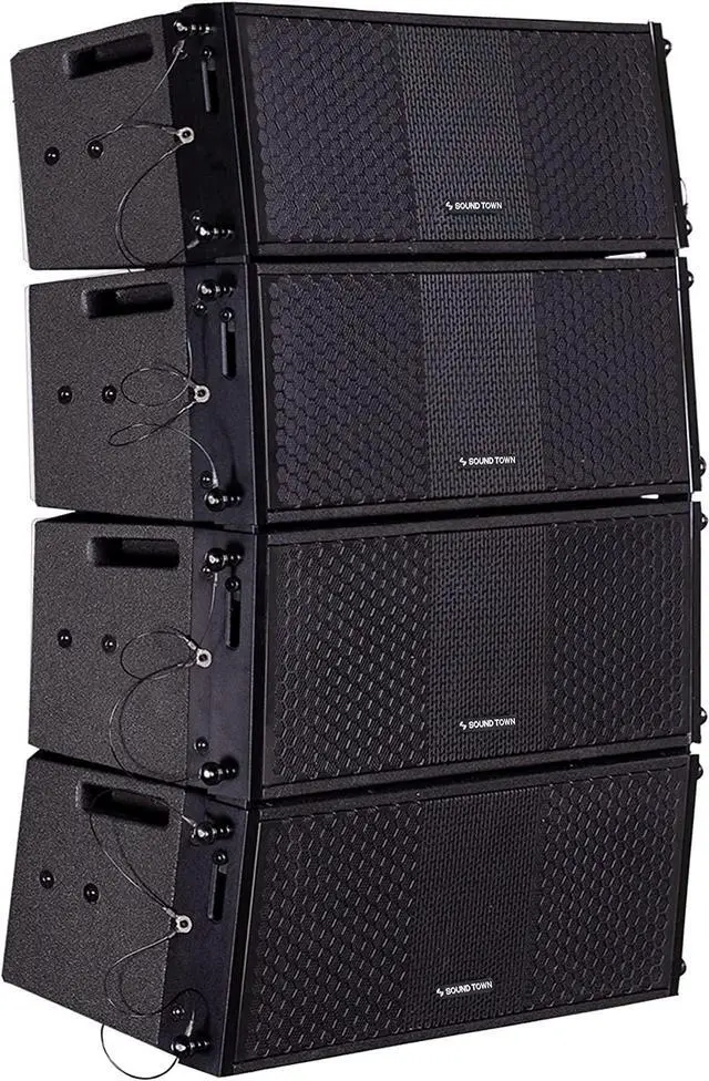 Alt view image 2 of 7 - Sound Town ZETHUS Four Dual 8-inch Line Array Speaker System with Titanium Compression Driver, Full Range/Bi-amp Switchable, Black (ZETHUS-208BV2-2PAIRS)