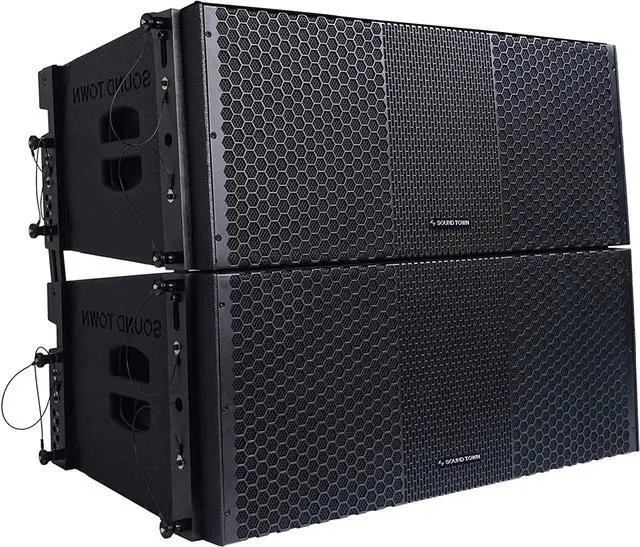 Main image of Sound Town ZETHUS Pair of Dual 10-inch Line Array Speaker System with Dual Titanium Compression Drivers, Full Range/Bi-amp Switchable, Black (ZETHUS-210B-PAIR)