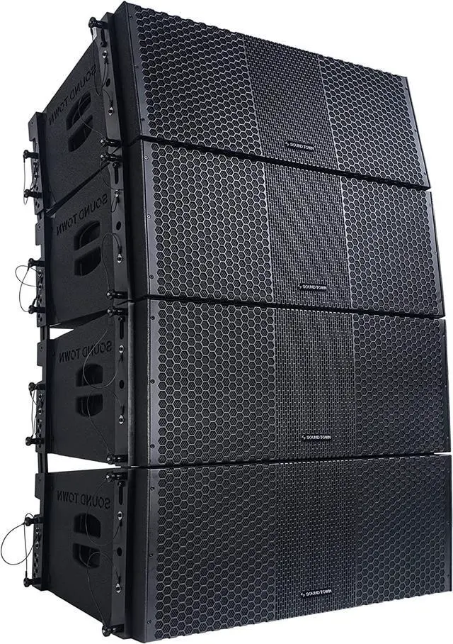 Alt view image 2 of 7 - Sound Town ZETHUS Four Dual 10-inch Line Array Speaker System with Dual Titanium Compression Drivers, Full Range/Bi-amp Switchable, Black (ZETHUS-210B-2PAIRS)