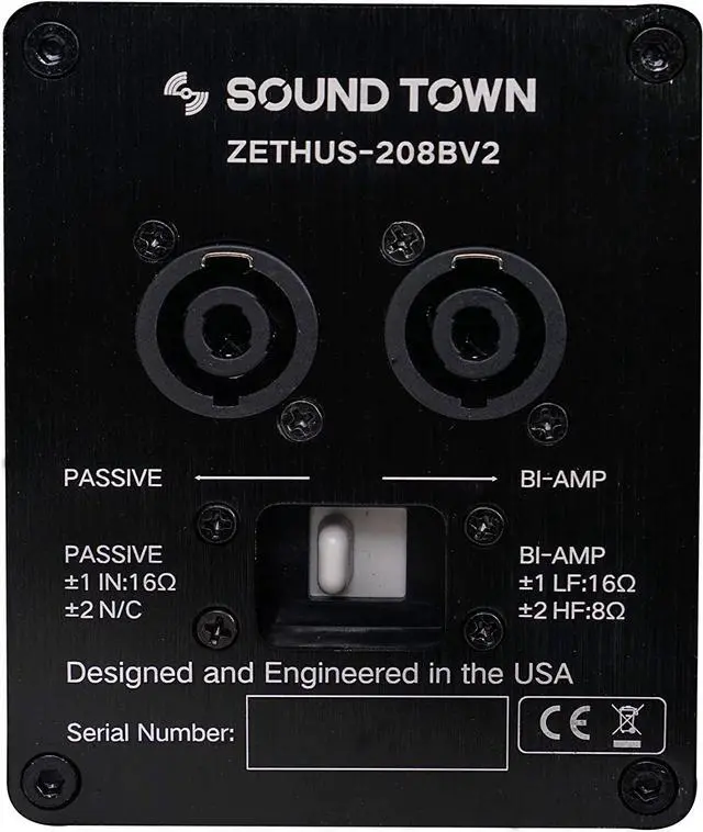 Alt view image 4 of 6 - Sound Town ZETHUS Pair of Dual 8-inch Line Array Speaker System with Titanium Compression Driver, Full Range/Bi-amp Switchable, Black (ZETHUS-208BV2-PAIR)