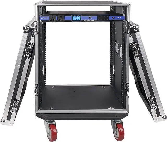 Alt view image 2 of 7 - Sound Town PA DJ Combo with 14U Rack/Road ATA Case w/DJ Work Table, One 10 Outlet AC Power Conditioner/Sequencer (STRC-14TPSA28)