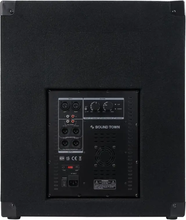 Alt view image 4 of 4 - Sound Town METIS Series 1800 Watts 15” Powered Subwoofer with Class-D Amplifier, 4-inch Voice Coil, High-Pass Filter (METIS-15PWG)