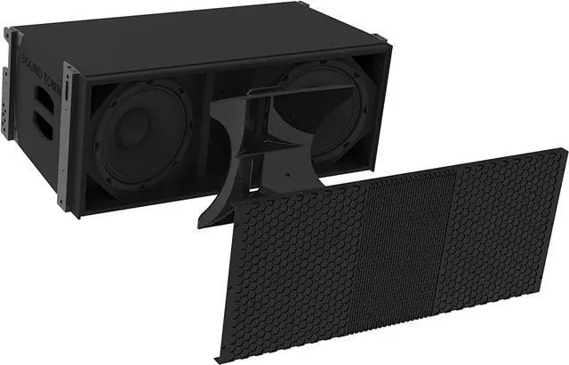 Alt view image 4 of 6 - Sound Town ZETHUS Four Dual 10-inch Line Array Speaker and Professional Amplifier System Combo Set, Full Range/Bi-amp Switchable, Black (ZETHUS-210X4A8)