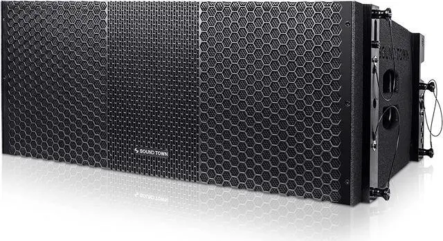 Main image of Sound Town ZETHUS Four Dual 10-inch Line Array Speaker and Professional Amplifier System Combo Set, Full Range/Bi-amp Switchable, Black (ZETHUS-210X4A8)