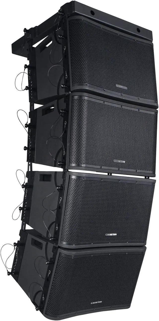 Main image of Sound Town ZETHUS Series 4 x 12 Powered 2-Way Line Array Loudspeaker System with Onboard DSP, Black for Live Sound, Club, Bar, Restaurant, Church and School (ZETHUS-112BPWX4)