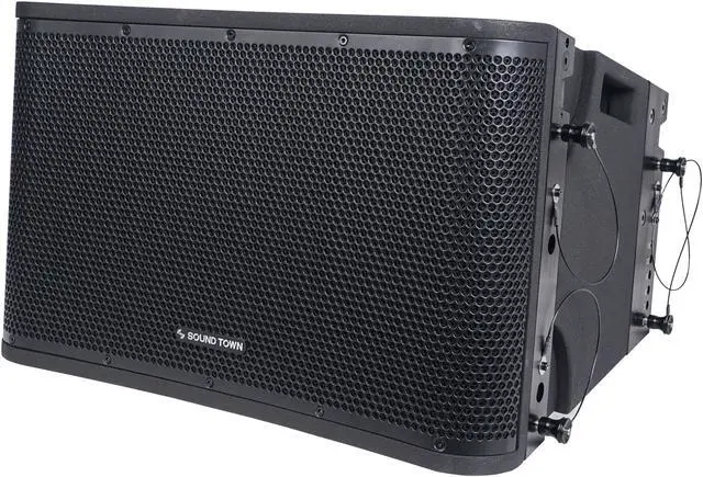 Alt view image 5 of 7 - Sound Town ZETHUS Series 4 x 12 Powered 2-Way Line Array Loudspeaker System with Onboard DSP, Black for Live Sound, Club, Bar, Restaurant, Church and School (ZETHUS-112BPWX4)