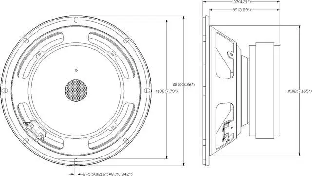 Alt view image 5 of 7 - Sound Town 8" 200W Raw Woofer with 2" Voice Coil, 50 oz Magnet, Replacement Woofer for CARME-208S, CARME-208SPW, 8-ohm (STLF-08VS)