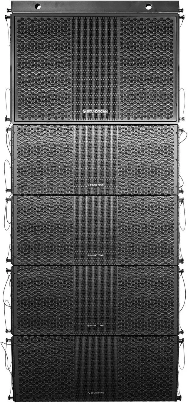 Main image of Sound Town ZETHUS Series Line Array Speaker System with One 18-inch Line Array Subwoofer, Four Compact 2 X 10-inch Line Array Speakers, Black(ZETHUS-118S210X4)