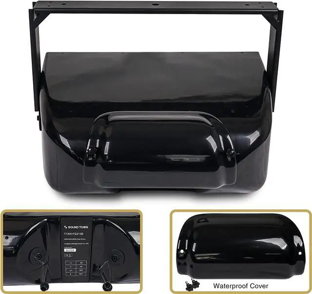 Alt view image 4 of 4 - Sound Town IP55 Certified Dual 10" Weather-Resistant Loudspeaker w/U Bracket for Installation, Fiber Glass Enclosure, Black (TITAN-FG210B)