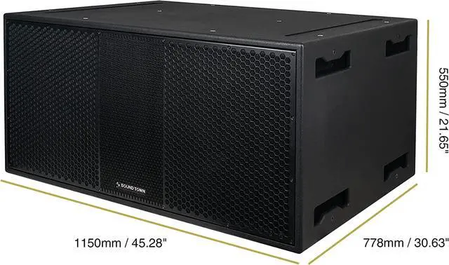 Alt view image 5 of 7 - Sound Town ZETHUS Series Dual 18" 3200W High Power Line Array Passive Subwoofer, Passive/Bi-Amp Switchable, Black, for Stages, Bars, Clubs (ZETHUS-218S)