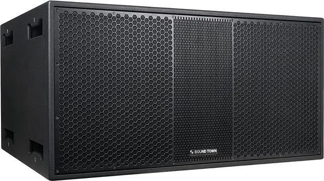 Main image of Sound Town ZETHUS Series Dual 18" 3200W High Power Line Array Passive Subwoofer, Passive/Bi-Amp Switchable, Black, for Stages, Bars, Clubs (ZETHUS-218S)