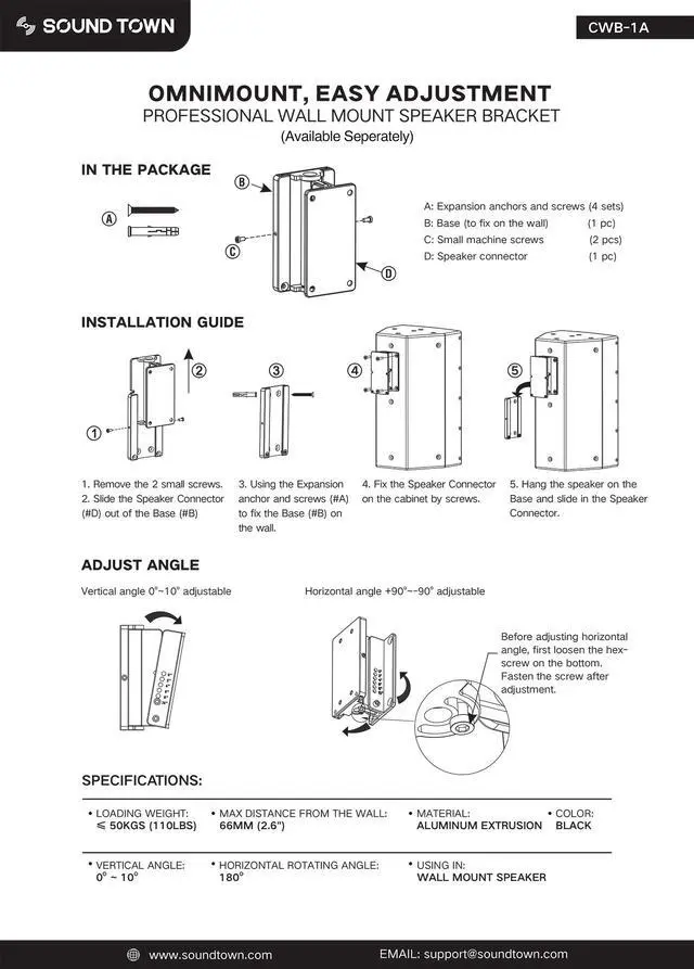 Alt view image 6 of 7 - Sound Town IP55 Certified 2-Way 70V/100V 10" Coaxial Weather-Resistant Installation Loudspeaker w/U Bracket, Black (TITAN-10B)