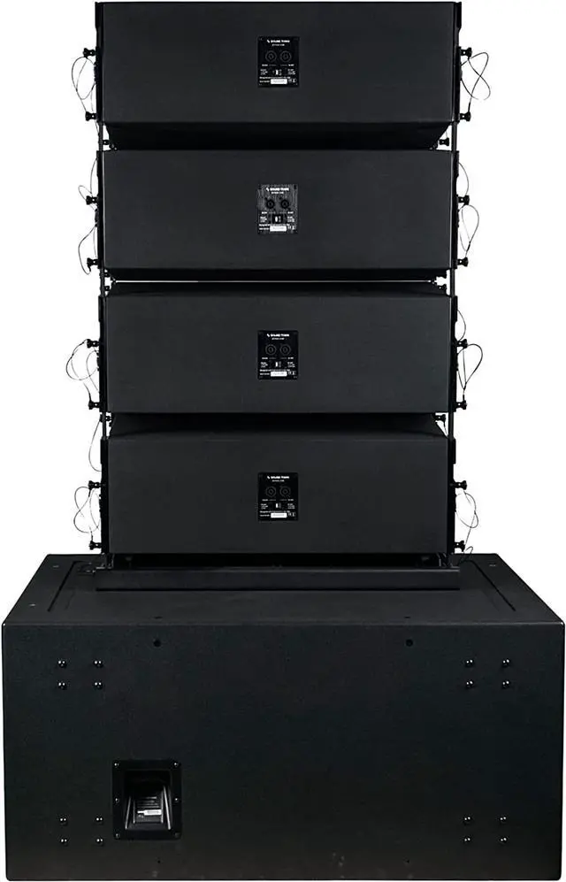 Alt view image 2 of 7 - Sound Town ZETHUS Series Line Array Speaker System with One Dual 18-inch Subwoofer, Four Compact Dual 10-inch PA Speakers, One Stack Adapter, Black (ZETHUS-218S210X4)
