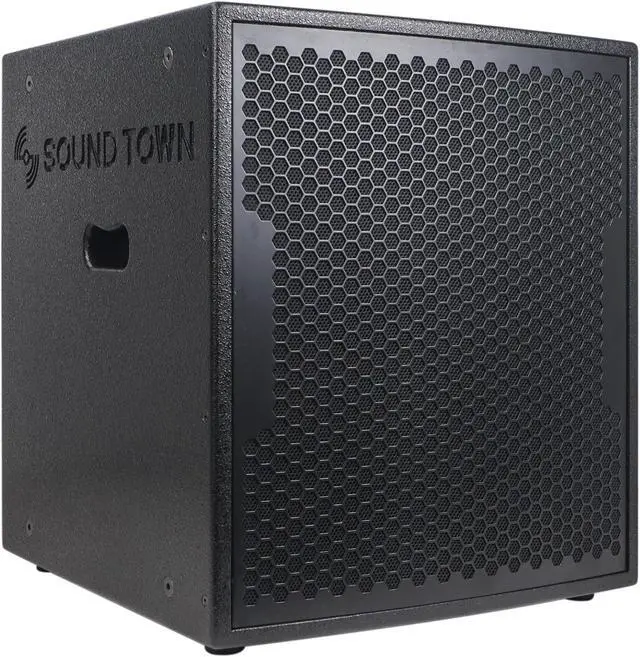 Alt view image 5 of 7 - Sound Town Line Array Speaker System with One 18" Powered Subwoofer w/DSP and Speaker Output, Two 6 x 3 Line Array Speakers, Black (CARME-18M3)