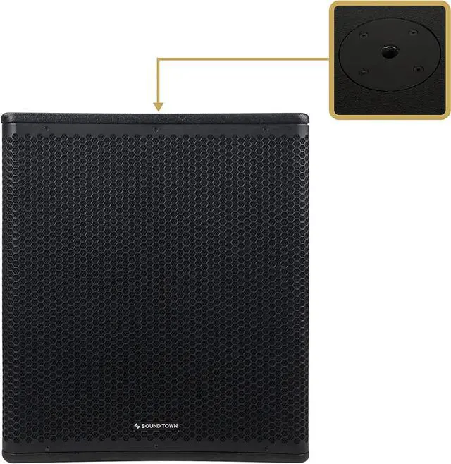 Alt view image 2 of 7 - Sound Town METIS Series 2400 Watts 18" Powered PA/DJ Subwoofer with Class-D Amplifier, Painting Plywood, Black (METIS-PRO18AS)