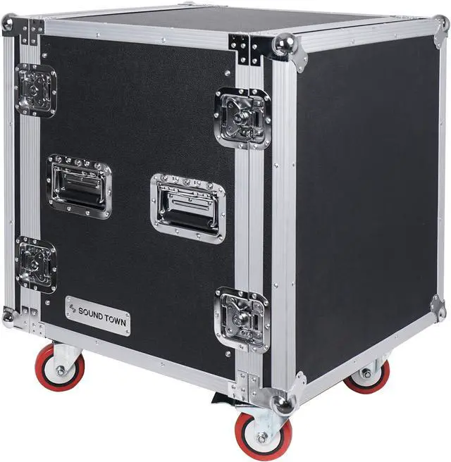 Alt view image 2 of 6 - Sound Town Shock Mount 12U ATA Rack Case with 2U Drawer, 21 Rackable Depth, Casters - Pro Tour Grade (STRC-SP12D2)