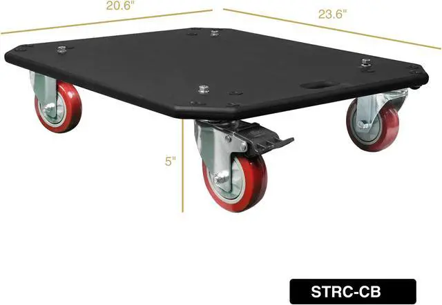 Alt view image 5 of 5 - Sound Town Replacement Caster Board for Road/Rack Case, with 4-inch Wheels and Brakes (STRC-CB)