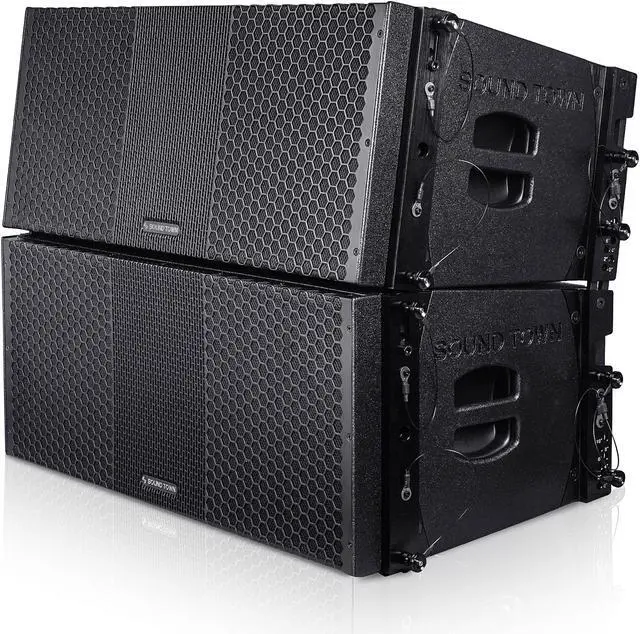 Alt view image 3 of 7 - Sound Town ZETHUS Pair of Dual 10-inch Powered Line Array Speaker System with Onboard DSP, Black (ZETHUS-210BPW-PAIR)