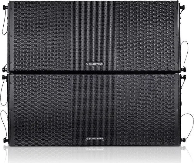 Alt view image 2 of 7 - Sound Town ZETHUS Pair of Dual 10-inch Powered Line Array Speaker System with Onboard DSP, Black (ZETHUS-210BPW-PAIR)