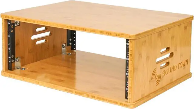 Alt view image 3 of 5 - Sound Town DIY 4U Solid Bamboo Studio Rack - 14.2" Depth, Ventilation for Recording Room, PA/DJ Pro Audio, Home Audio (STBR-4U)