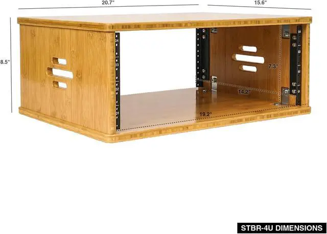 Alt view image 5 of 5 - Sound Town DIY 4U Solid Bamboo Studio Rack - 14.2" Depth, Ventilation for Recording Room, PA/DJ Pro Audio, Home Audio (STBR-4U)