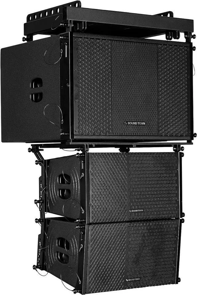 Main image of Sound Town ZETHUS Series Powered Line Array Speaker System with One 15-inch Subwoofer, Two 10-inch Line Array Speakers with Onboard DSP, Black (ZETHUS-115SPW110PWX2)