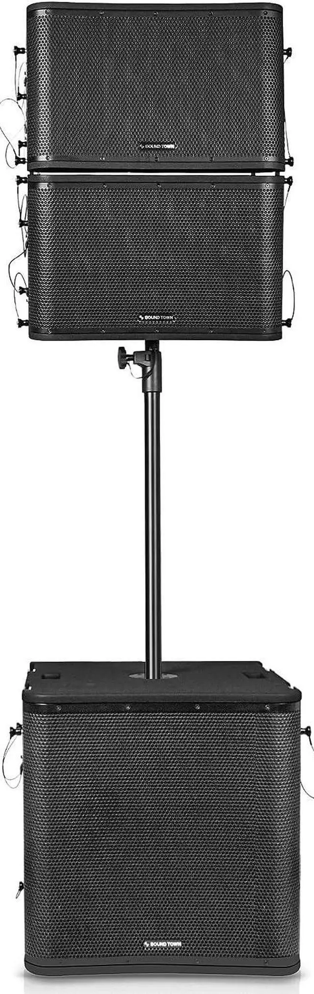 Alt view image 2 of 7 - Sound Town ZETHUS Series Powered Line Array Speaker System with One 18-inch Subwoofer, Two 12-inch Line Array Speakers, Versatile Installations, Black (ZETHUS-VX118SPW112BPWX2)
