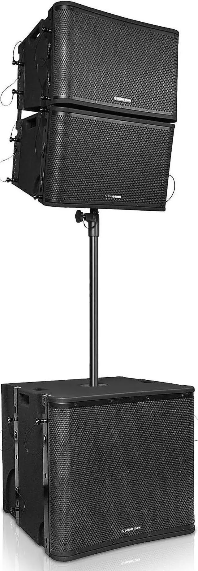 Main image of Sound Town ZETHUS Series Powered Line Array Speaker System with One 18-inch Subwoofer, Two 12-inch Line Array Speakers, Versatile Installations, Black (ZETHUS-VX118SPW112BPWX2)