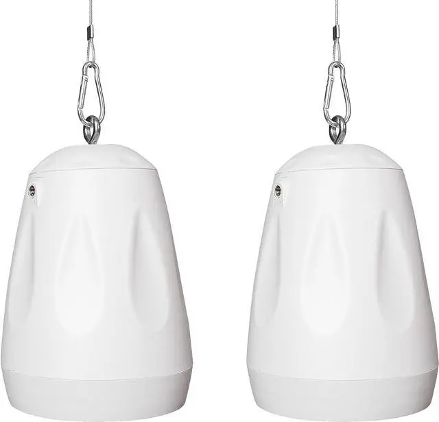 Main image of Sound Town 2-Pack 4" All-Weather Pendant Speaker, IP66, Wall Mount, Landscape, 70V/100V/8-Ohm, Indoor/Outdoor Commercial Speaker for Home and Commercial Installation, White (STPDS-4W-PAIR)