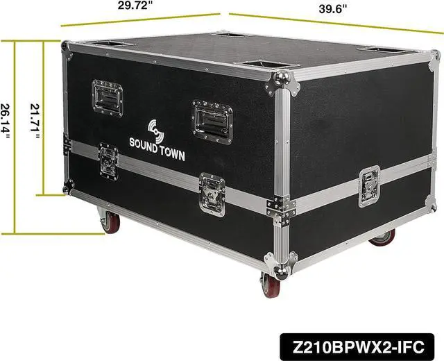 Alt view image 6 of 7 - Sound Town ZETHUS Pair of Dual 10-inch Powered Line Array Speaker System with Flight Case, Black (Z210BPWX2-IFC)