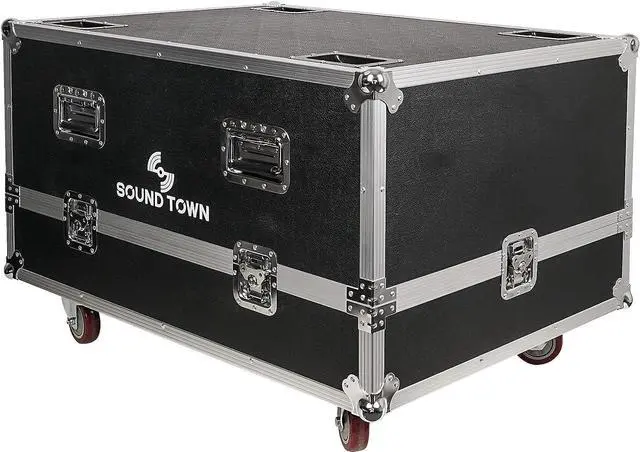 Alt view image 5 of 7 - Sound Town ZETHUS Pair of Dual 10-inch Passive Line Array Speaker System with Flight Case, Full Range/Bi-amp Switchable, Black (Z210BX2-IFC)