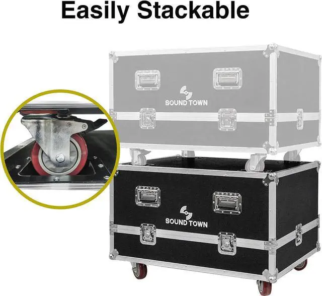 Alt view image 7 of 7 - Sound Town ZETHUS Pair of Dual 10-inch Passive Line Array Speaker System with Flight Case, Full Range/Bi-amp Switchable, Black (Z210BX2-IFC)