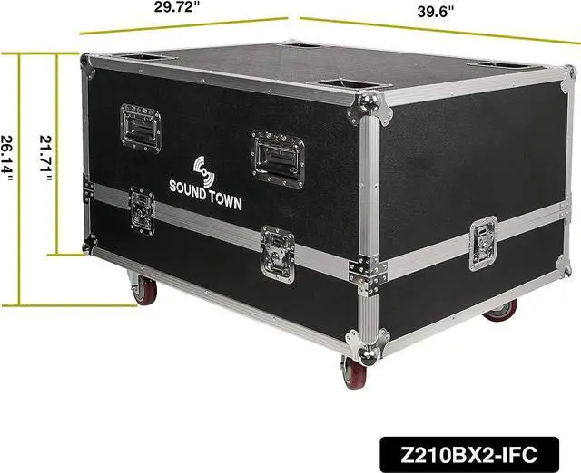 Alt view image 6 of 7 - Sound Town ZETHUS Pair of Dual 10-inch Passive Line Array Speaker System with Flight Case, Full Range/Bi-amp Switchable, Black (Z210BX2-IFC)
