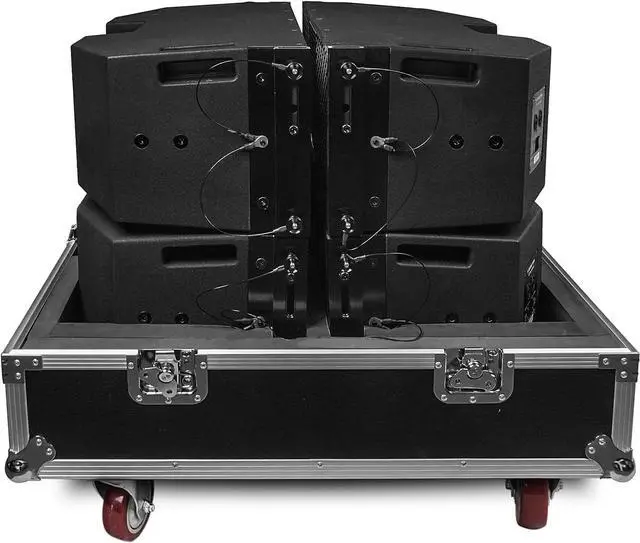 Alt view image 2 of 7 - Sound Town ZETHUS 4 x Dual 8 Line Array Loudspeaker System with STRC Flight Case, Full Range/Bi-amp Switchable, Black (Z208BX4-IFC)