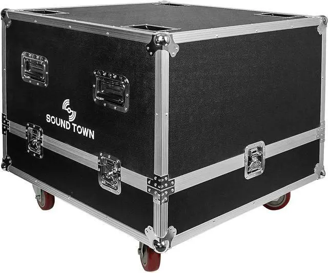Alt view image 4 of 7 - Sound Town ZETHUS 4 x Dual 8 Line Array Loudspeaker System with STRC Flight Case, Full Range/Bi-amp Switchable, Black (Z208BX4-IFC)