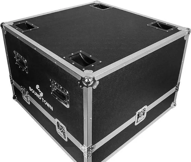 Alt view image 5 of 7 - Sound Town ZETHUS 4 x Dual 8 Line Array Loudspeaker System with STRC Flight Case, Full Range/Bi-amp Switchable, Black (Z208BX4-IFC)