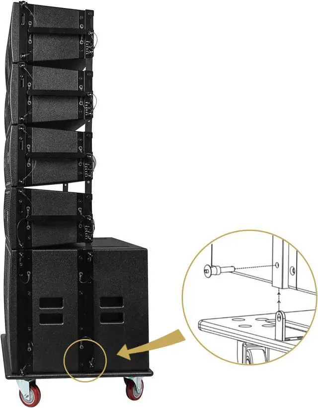 Alt view image 3 of 6 - Sound Town Mode Audio Series Passive Line Array Speaker System with One 18-inch Subwoofer, Four Dual 8-inch Line Array Speakers, Italian Drivers, One Caster Board, Black (FILA-118S208X4OC)