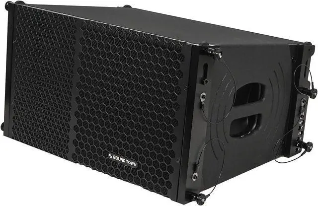 Alt view image 4 of 6 - Sound Town ZETHUS Series 600W Line Array Speaker System with Four 10-inch Passive Line Array Speakers, Full-Range/Bi-Amp Switchable, for Installation, Live Sound, Club, Church, Black (ZETHUS-110X4)
