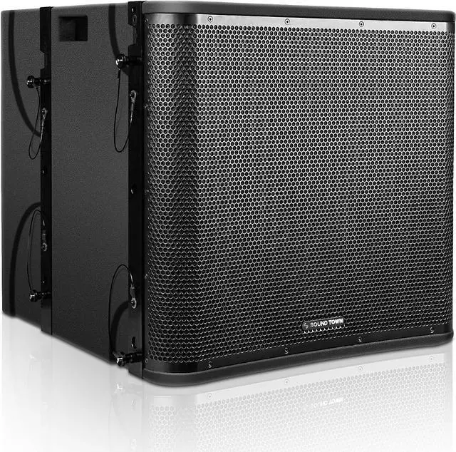 Alt view image 3 of 7 - Sound Town ZETHUS Series Passive Line Array Speaker System with One 18-Inch Subwoofer, Two 12-inch Line Array Speakers, One Caster Board, Full-Range/Bi-Amp Switchable, Black (ZS-V1812X2OC)