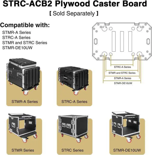 Alt view image 7 of 7 - Sound Town 6U PA/DJ Rack/Road Case, 6-Space, with 17 Depth, Plywood, Metal Ball Corners (STRC-6U)
