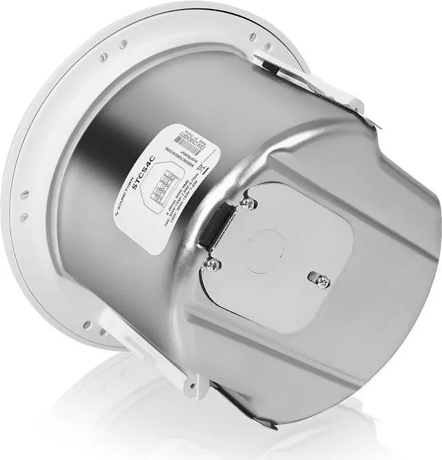 Alt view image 5 of 6 - Sound Town Pair of 4.5" Coaxial in-Ceiling Speakers with Metal Backcan and Tile Rails, 70V/100V/8-Ohm Switchable, Magnetic Grill, White (STCS4C-PAIR)