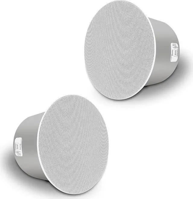 Main image of Sound Town Pair of 8" Coaxial in-Ceiling Speakers with Metal Backcan and Tile Rails, 70V/100V/8-Ohm Switchable, Magnetic Grill, White (STCS8C-PAIR)
