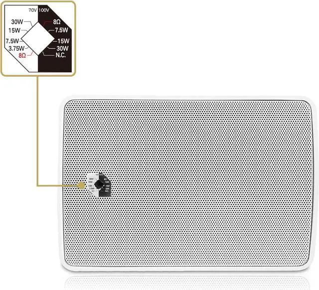 Alt view image 4 of 7 - Sound Town Pair of 4.5" Weather-Resistant Surface-Mount Speaker, Indoor/Outdoor, 70V/100V/8ohm, for Home & Commercial Installation, White (TARVOS-4W-PAIR)