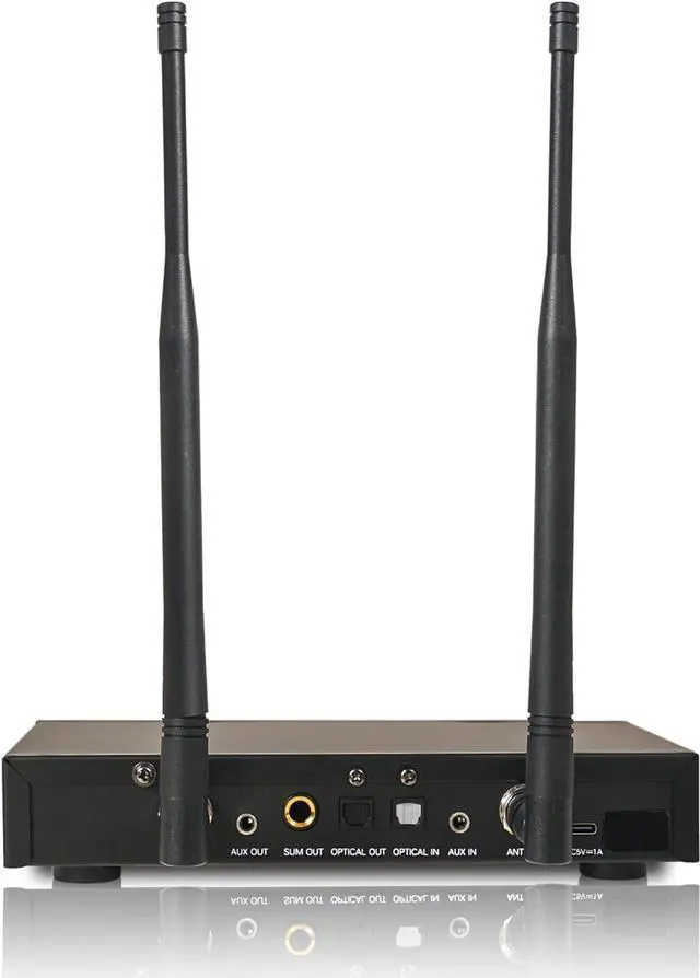 Alt view image 2 of 7 - Sound Town 200 Channels Wireless Microphone Karaoke Mixer System, with 4 Metal Handheld Microphones, Optical (Toslink), AUX, for Smart TV, Home Theater, Sound Bar (SWM16-4MEGA)