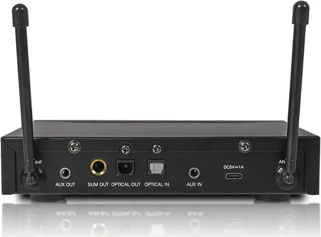 Alt view image 4 of 7 - Sound Town 100 Channels Wireless Microphone Karaoke Mixer System with 2 Metal Handheld Microphones, Optical (Toslink), AUX, for Smart TV, Home Theater, Sound Bar (SWM16-2MEGA)