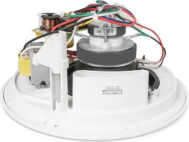 Alt view image 3 of 4 - Sound Town Pair of 6.5" Two-Way Coaxial in-Ceiling Speaker, Flush Mount, 70V/100V/8-Ohm Operation, Magnetic Grill, White (STCS6N-PAIR)