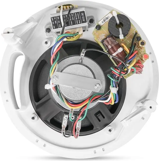 Alt view image 4 of 4 - Sound Town Pair of 6.5" Two-Way Coaxial in-Ceiling Speaker, Flush Mount, 70V/100V/8-Ohm Operation, Magnetic Grill, White (STCS6N-PAIR)