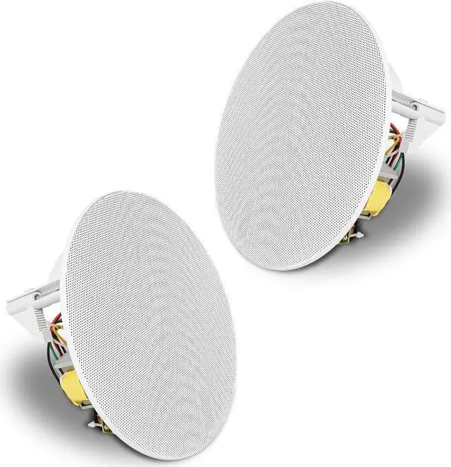 Main image of Sound Town Pair of 6.5" Two-Way Coaxial in-Ceiling Speaker, Flush Mount, 70V/100V/8-Ohm Operation, Magnetic Grill, White (STCS6N-PAIR)